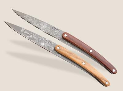 Brotzeitmesser Oliven- und Korallenholz / Blossom