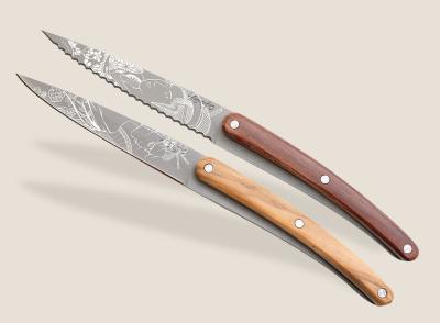 Brotzeitmesser Oliven- und Korallenholz / Japanisch