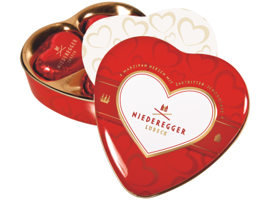 Marzipan Herzen in Geschenkdose 75g