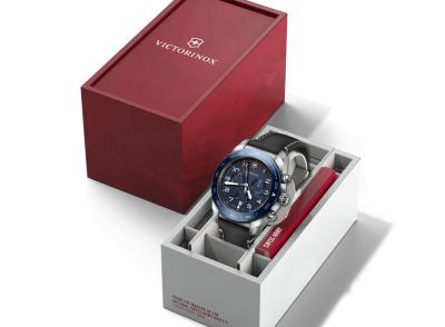 Swiss Army Chronograph Leather blau