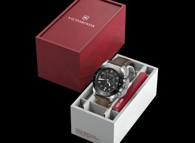 Swiss Army Chronograph Leather schwarz